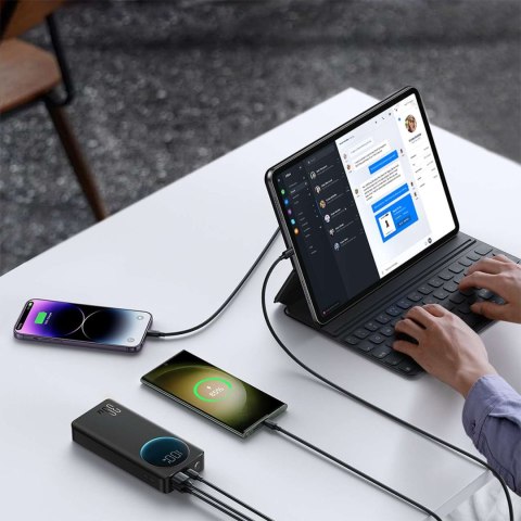 Powerbank z latarką 30W 20000mAh + kabel USB-A - USB-C 25cm czarny JOYROOM