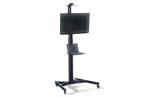 Stojak mobilny pojedynczy z półką, 1xLCD, max. 70", max. 50kg, VESA max. 600x400 pivot Digitus