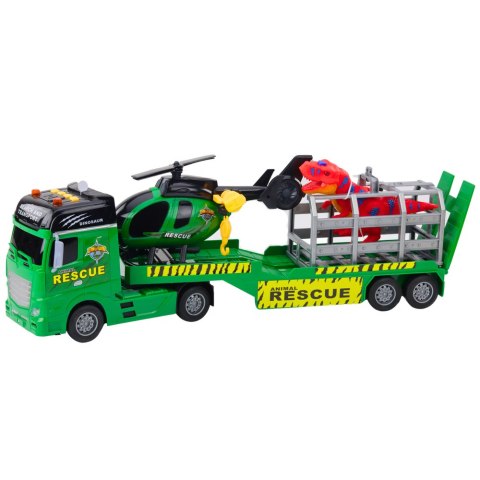 Zestaw Ratowniczy Ciężarówka Helikopter Samochód Dinozaur Światła Dźwięki LEAN Toys