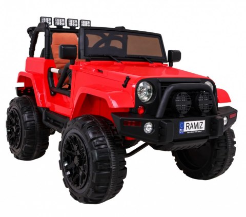 Auto na akumulator All Terrain dla dzieci Czerwony Terenówka typu jeep + Pilot + Światła Dźwięki