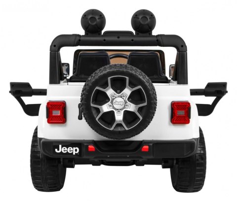 Jeep Wrangler Rubicon na akumulator dla dzieci Biały + Pilot + Radio MP3 LED + Koła EVA