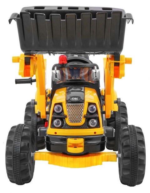 Spychacz na akumulator dla dzieci Traktor Żółty + Ruchoma łyżka + Trąbka + Pasy + 2 prędkości
