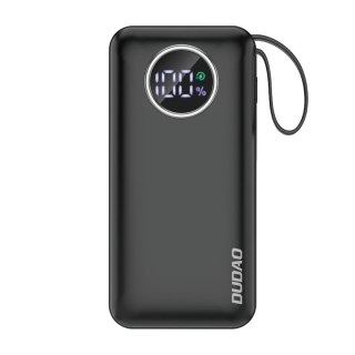 Powerbank 10000mAh USB-A USB-C z kablem iPhone Lightning i USB-C czarny DUDAO