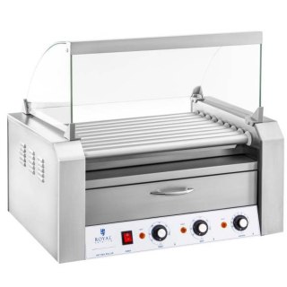 Roller grill rolkowy z osłoną i szufladą grzewczą do bułek 16 parówek HotDog 2200W 230V Royal Catering Royal Catering