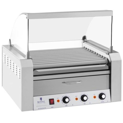 Roller grill rolkowy z osłoną i szufladą grzewczą do bułek 20 parówek HotDog 2600W 230V Royal Catering Royal Catering