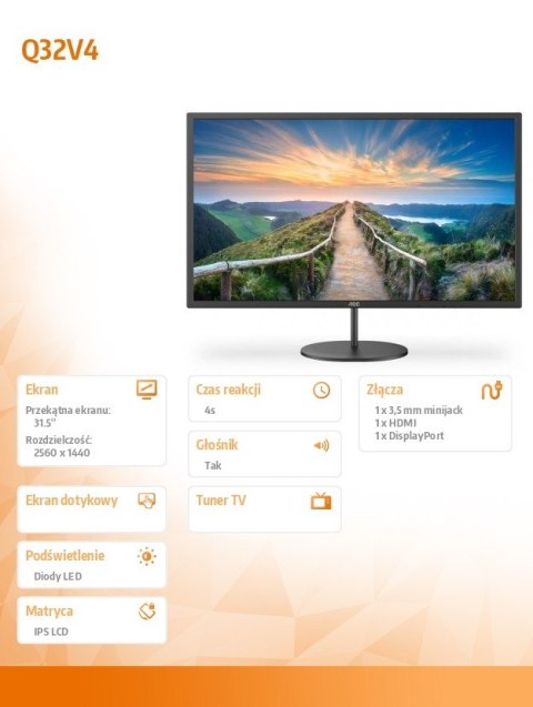 Monitor Q32V4 31.5 IPS HDMI DP Głośniki AOC