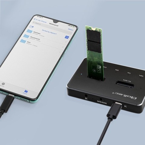 Stacja dokująca dysków SSD M.2 | NVMe | SATA | USB-C | DUAL 2 x 2TB Qoltec