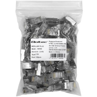 Wtyk złącze modularne RJ45 | CAT6 | FTP | Pozłacane styki | 100 sztuk Qoltec
