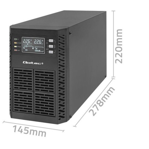 Zasilacz awaryjny UPS 1kVA | 1000W | Power Factor 1.0 | LCD | EPO| USB | On-line Qoltec