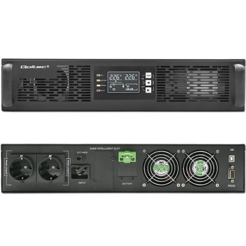 Zasilacz awaryjny UPS do RACK | 2kVA | 2000W | Power Factor 1.0| LCD | On-line Qoltec