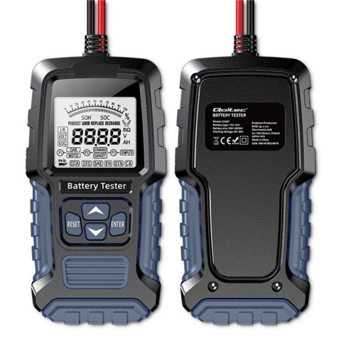 Cyfrowy tester akumulatora z wyświetlaczem LCD | 12V | 24V | 3Ah-250Ah Qoltec