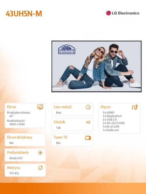 Monitor wielkoformatowy 43UH5N-M 500cd/m2 UHD 24/7 LG Electronics