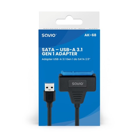 Adapter USB-A 3.1 Gen 1 (M) - SATA (F) do dysków SATA 2.5 cala , AK-68 Savio