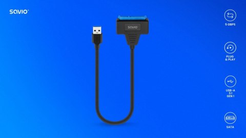 Adapter USB-A 3.1 Gen 1 (M) - SATA (F) do dysków SATA 2.5 cala , AK-68 Savio