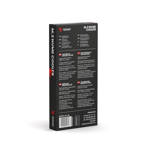 Chłodzenie do dysków M.2 NVMe 2280, AK-60 Savio