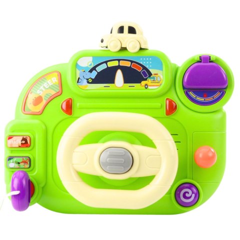 Kierownica Interaktywna Dla Dzieci Symulator Jazdy Światła Dźwięki Zielona LEAN Toys