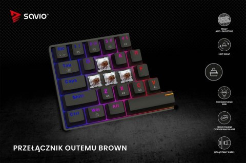 Klawiatura mechaniczna BLACKOUT X2 OUTEMU Brown, Hot Swap Savio