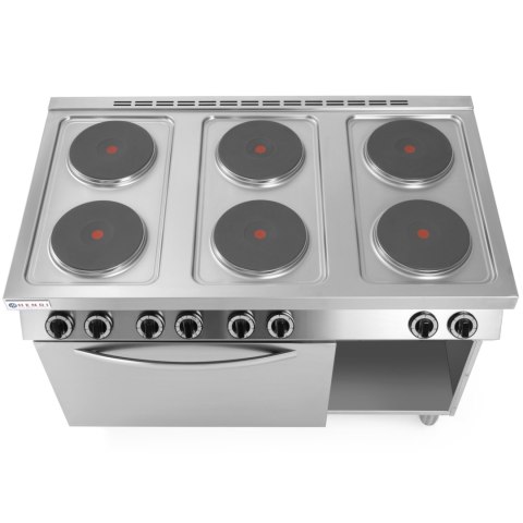 Kuchnia elektryczna wolnostojąca 6 x 2.6kW z piekarnikiem GN1/1 3kW szer. 120cm Hendi