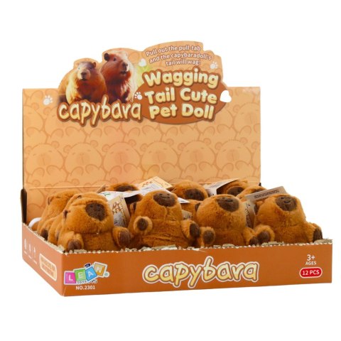 Pluszowa Kapibara Z Kręcącym Ogonkiem Brelok 9 x 8 cm LEAN TOYS