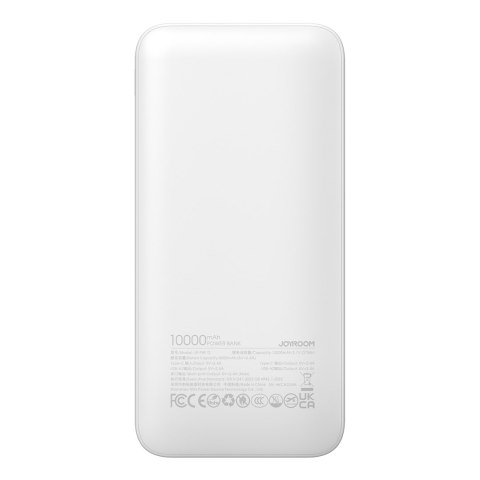 Powerbank JR-PBF12 10000mAh 2.4A 2x USB-A 1x USB-C - biały JOYROOM