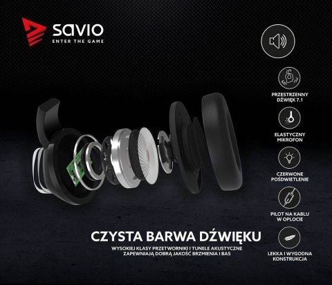 Słuchawki gamingowe z mikrofonem Vertigo Savio