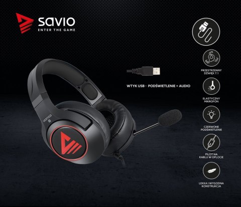 Słuchawki gamingowe z mikrofonem Vertigo Savio