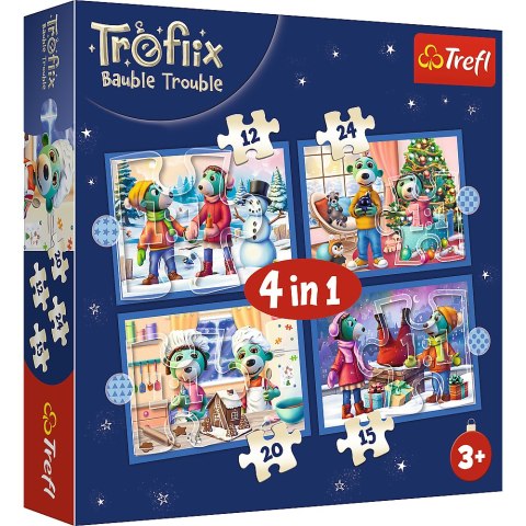 Puzzle - 4w1 (12, 15, 20, 24) - U Treflików pada śnieg - Rodzina Trefilków - Trefl 34657 Trefl Puzzle