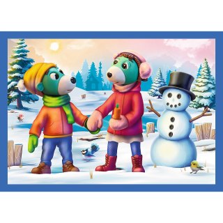 Puzzle - 4w1 (12, 15, 20, 24) - U Treflików pada śnieg - Rodzina Trefilków - Trefl 34657 Trefl Puzzle