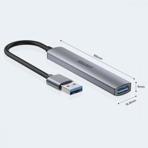 Hub USB-A; 3x USB-A 2.0; 1x USB-A 5 Gbps Aluminiowy Unitek
