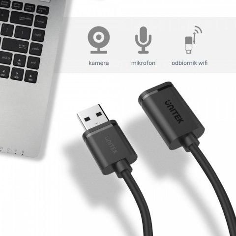Przedłużacz USB 2.0 AM-AF, 0.5m; Y-C447GBK Unitek