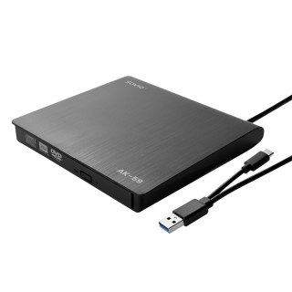 Zewnętrzna nagrywarka typu Slim CD/DVD R/RW, USB-C/USB-A, AK-59 Savio