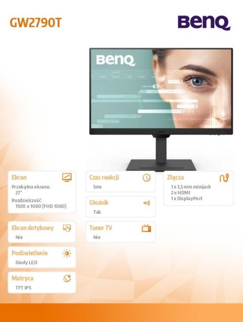 Monitor 27 cali GW2790T LED 5ms/IPS/HDMI/100Hz Benq