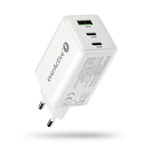 Ładowarka sieciowa GAN QC 4+ 65W 1XUSB 2XUSB-C biała SC-655Q EverActive
