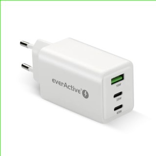 Ładowarka sieciowa GAN QC 4+ 65W 1XUSB 2XUSB-C biała SC-655Q EverActive