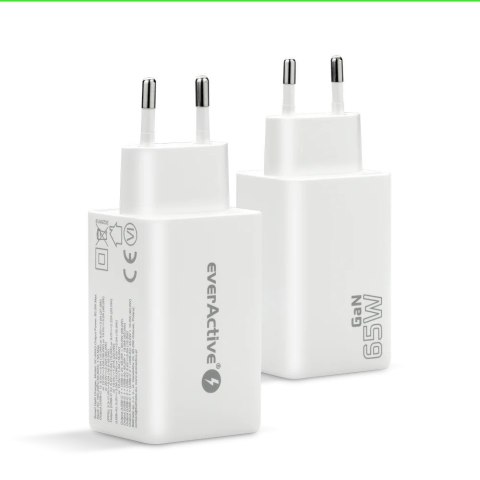 Ładowarka sieciowa GAN QC 4+ 65W 1XUSB 2XUSB-C biała SC-655Q EverActive
