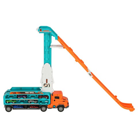 Samochód laweta transporter tor zjeżdżalnia dla samochodów pomarańczowy Kik Sp. z o. o. Sp. k.