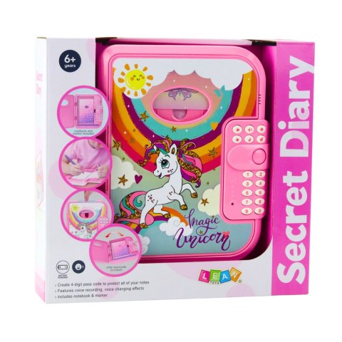 Pamiętnik Notatnik Na Kod Jednorożec Nagrywanie Głosu Quiz Melodie Różowy LEAN Toys