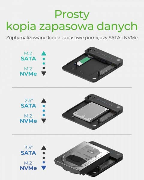 Stacja dokująca/klonująca IB-2915MSCL-C31 M.2 dla M.2 0NVMe i SATA 2,5/3,5 SSD/HDD IcyBox