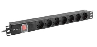 Listwa zasilająca Rack PDU 19" 1U 10A 7X SCHUKO 2m czarny C14 Lanberg