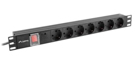 Listwa zasilająca Rack PDU 19" 1U 10A 7X SCHUKO 2m czarny C14 Lanberg