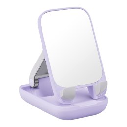 2w1 Regulowany stojak podstawka na telefon z lusterkiem Seashell Series fioletowy BASEUS