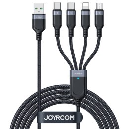 4w1 Kabel przewód USB-A - 2x USB-C iPhone Lightning microUSB 1.2m czarny JOYROOM