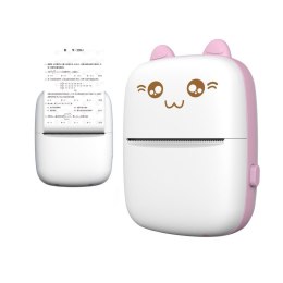 Mini Kot drukarka termiczna do etykiet ściąg z telefonu Bluetooth Fun Print różowa HURTEL