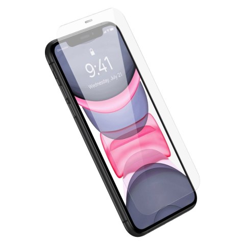 Szkło hartowane do iPhone 11 / XR z osłoną na głośnik 0.4mm ZESTAW BASEUS