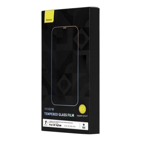 Szkło hartowane do iPhone 11 / XR z osłoną na głośnik 0.4mm ZESTAW BASEUS