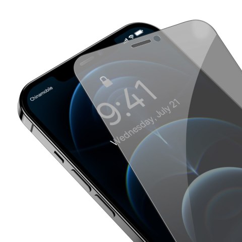 Szkło hartowane do iPhone 12 Pro Max na cały ekran 0.4mm filtr Anti Spy ZESTAW BASEUS