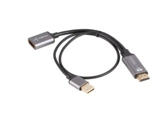 Adapter HDMI(M)-Displayport(F)4K na kablu 20cm srebrny Lanberg