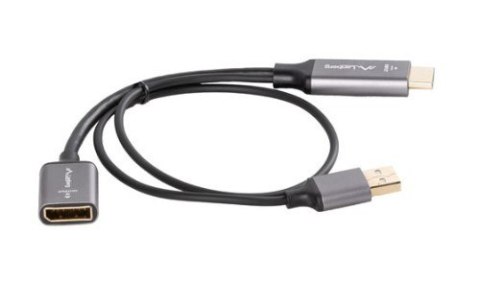 Adapter HDMI(M)-Displayport(F)4K na kablu 20cm srebrny Lanberg