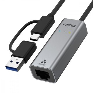 Adapter USB-A/C 3.1 GEN1 RJ45; 2,5 Gbps; U1313C Unitek
