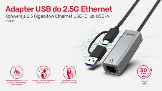 Adapter USB-A/C 3.1 GEN1 RJ45; 2,5 Gbps; U1313C Unitek